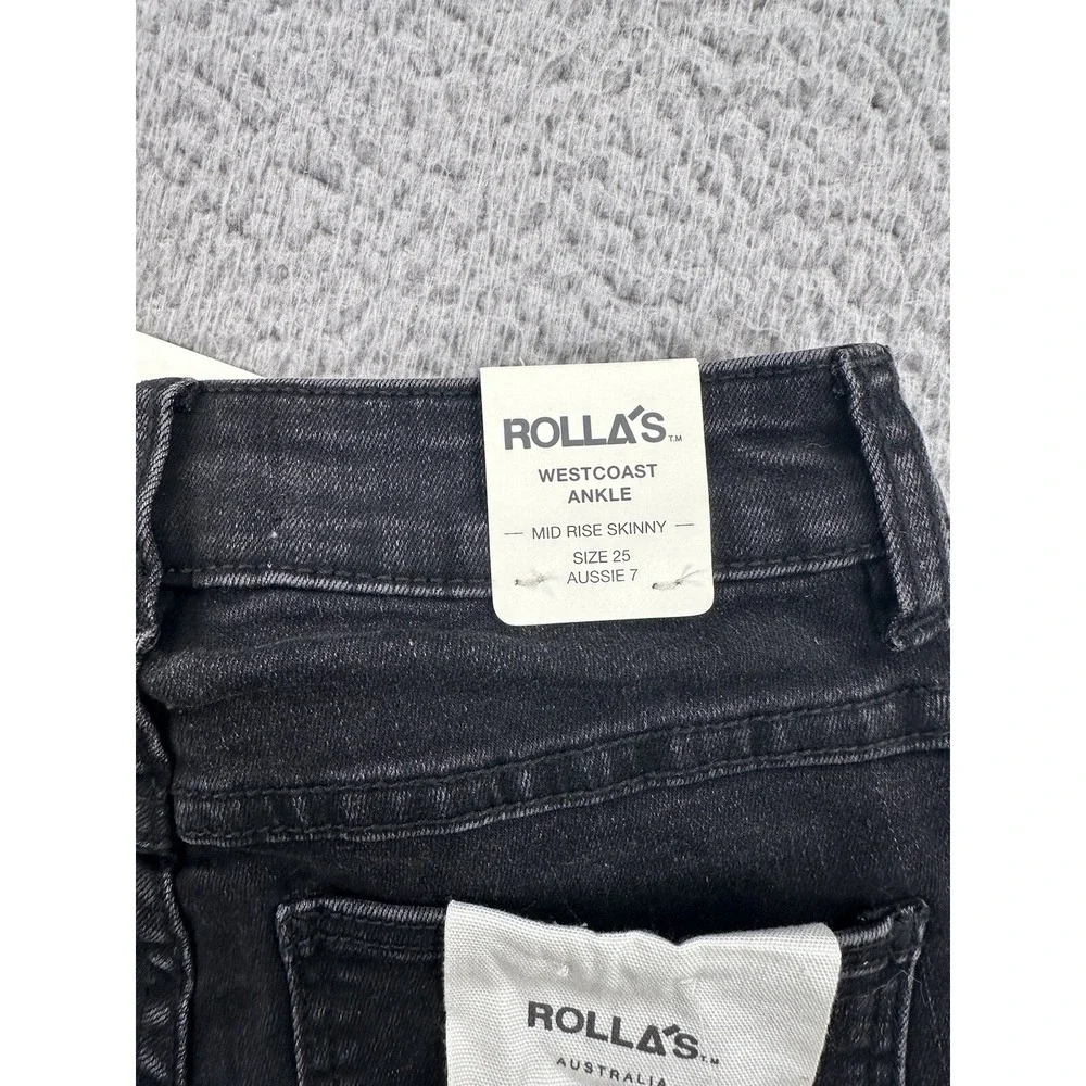 Rolla's Westcoast Ankle Jeans Women's Size 25 Black Denim Mid Rise Skinny NEW